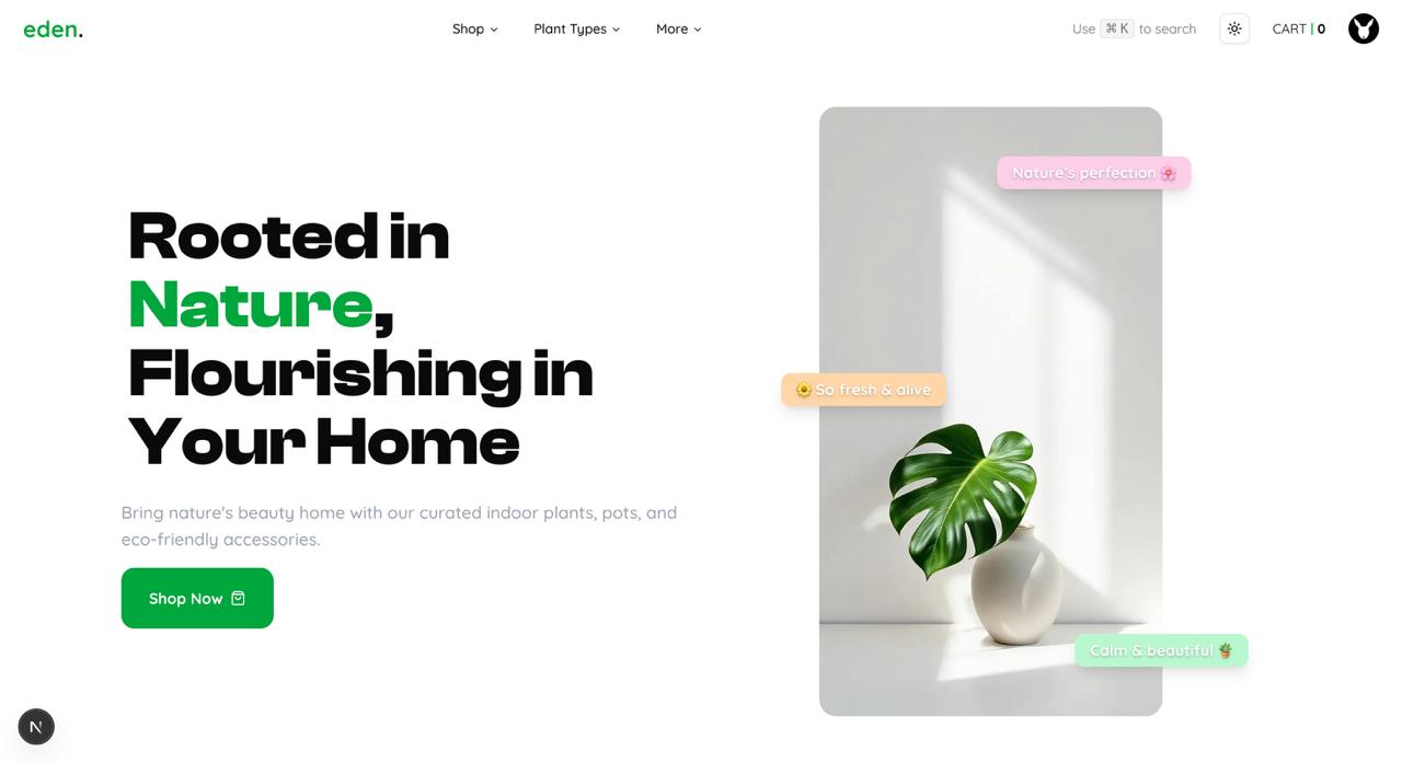 Eden - Yes, like the garden: Business · Storefront, website designed and built by Created by Torsu