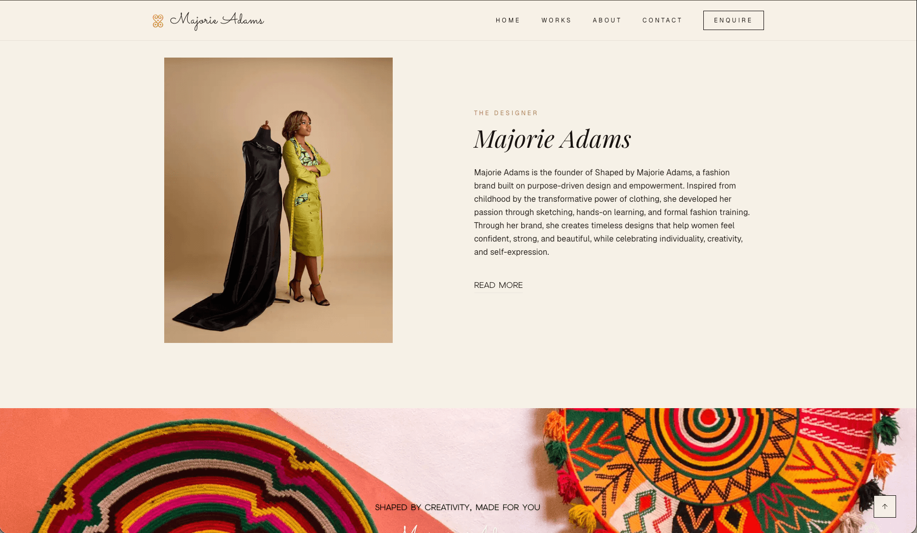 Shaped By Majorie Adams: Fashion Brand · Invitation site, website designed and built by Created by Torsu