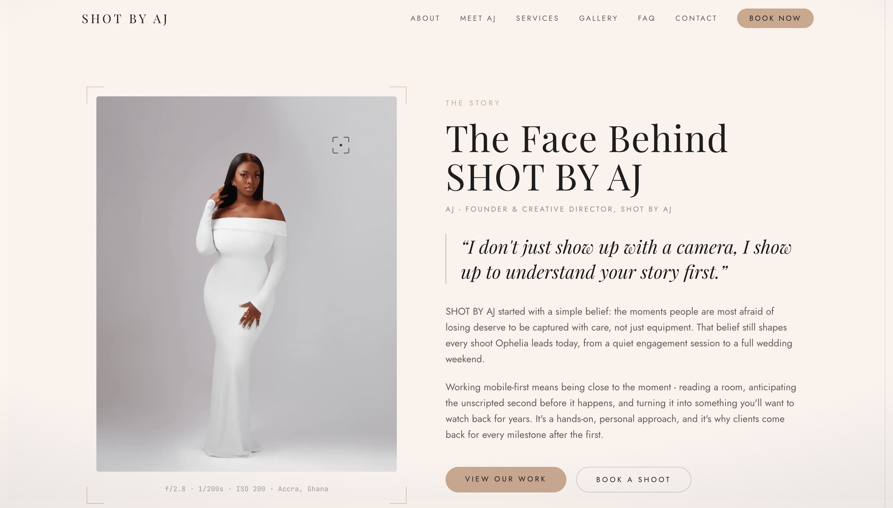 Shot By AJ: Photography · Bookings event, website designed and built by Created by Torsu